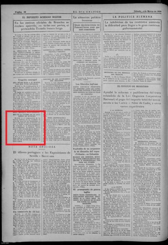 El Día Gráfico, página 20, del 1 de marzo de 1929 El Día Gráfico, página 20, del 1 de marzo de 1929